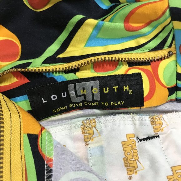 Loudmouth Golf Pants Mens 34x32 Black Multicolor Psychedelic Floral Stretch - Picture 3 of 16